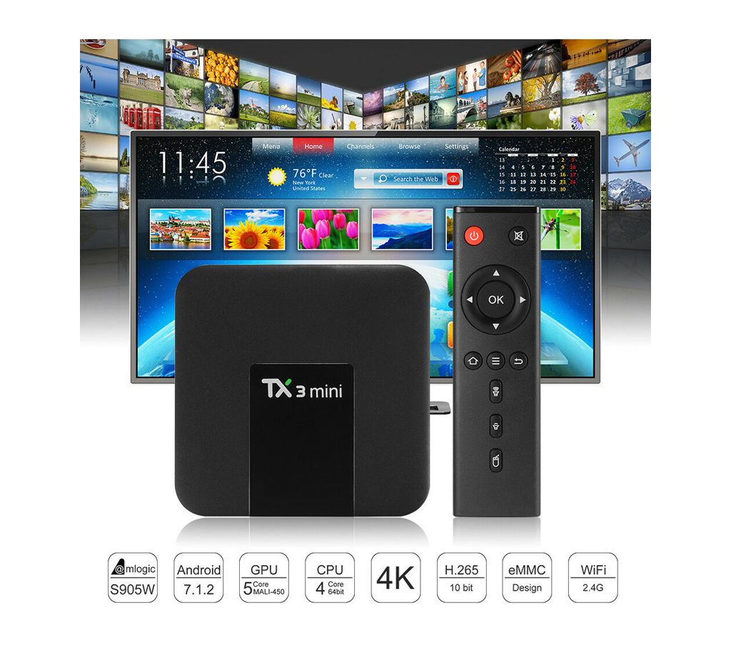 Tx3 Mini 4K Smart টিভি বক্স 2GB RAM + 16GB ROM বাংলাদেশ - 1193325