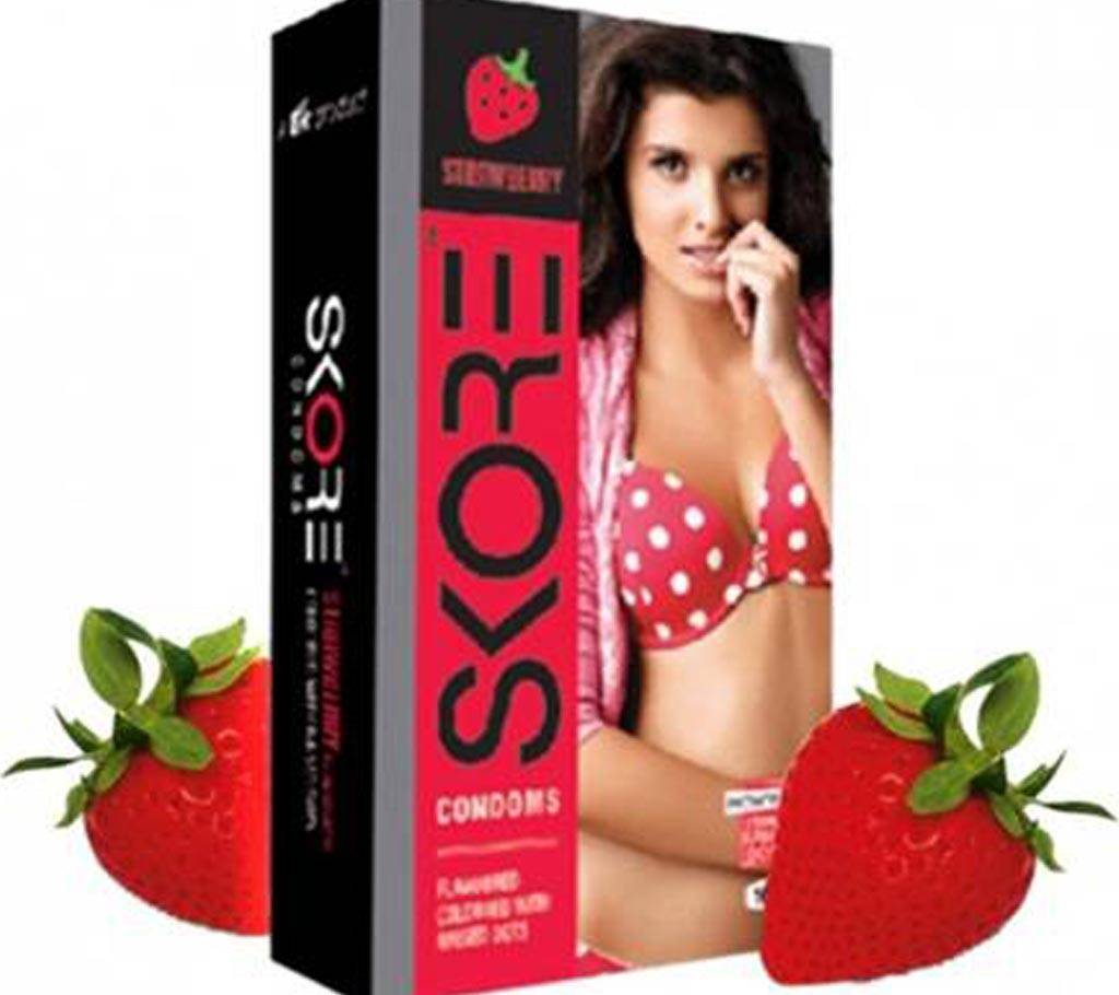 Skore Strawberry Flavor Condom-Pack Of 10Pcs বাংলাদেশ - 708325