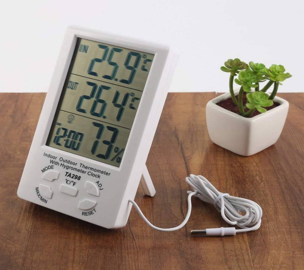 Indoor outdoor thermometer With clock hygrometer display TA298 #799936 ...