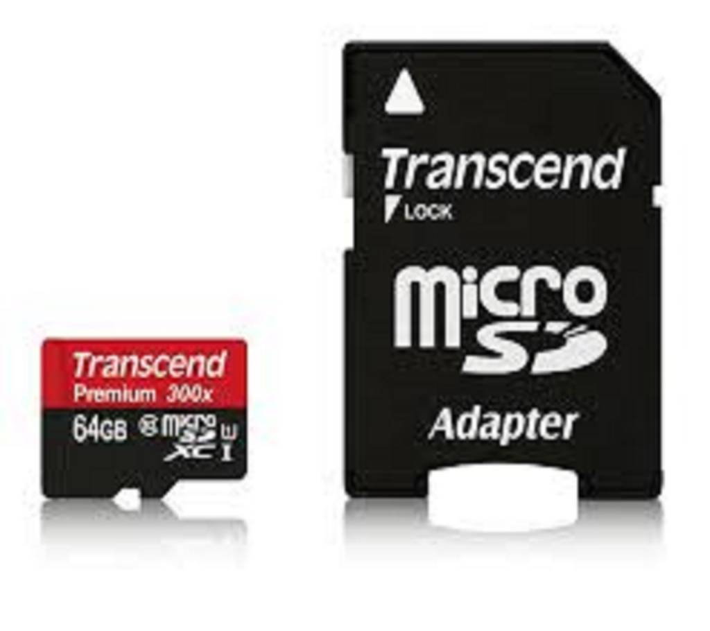 Transcend Class 10 MicroSDXC মেমোরি কার্ড উইথ অ্যাডাপ্টার - 64GB বাংলাদেশ - 692732