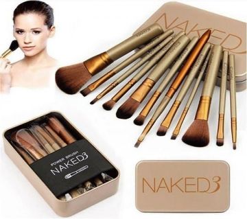Naked Makeup Brushes Set 12 Pcs With Box Black Color