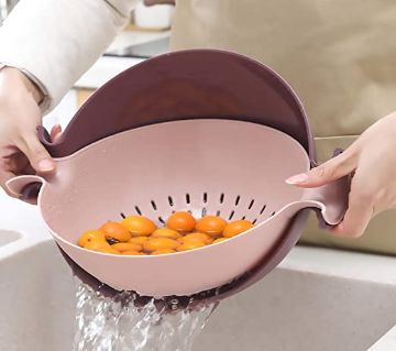 Kitchen Food Strainerfor Spaghetti, Pasta, Double-Layer Separation Design Multifunction Kitchen Colander, Double Layered Rotatable Drain Basin and Bas