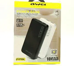 Awei Power Bank 10000mah 2 USB Port- Black