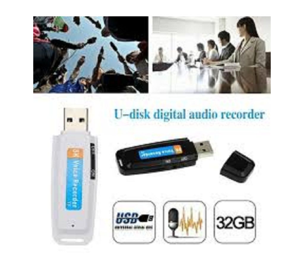 মিনি ডিজিটাল ভয়েস রেকর্শার U-Disk Digital Audio Voice Recorder Pen charger USB Flash Drive Support 32GB Micro SD TF Card বাংলাদেশ - 1191536
