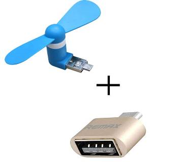 Remax OTG Converter + USB OTG fan Combo