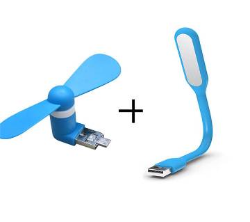 USB OTG Fan + USB LED Light Combo