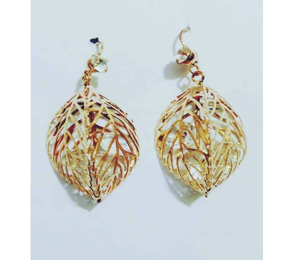Golden Zinc Alloy Leaves Earring For Women বাংলাদেশ - 696731