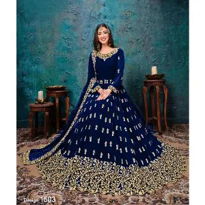Indian Replica Unstitched Gown Blue