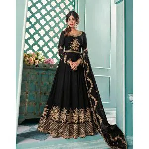 Indian Replica Unstitched Gown Black