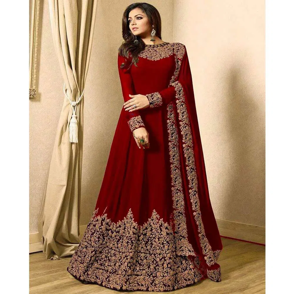 Indian Replica Unstitched Gown Maroon