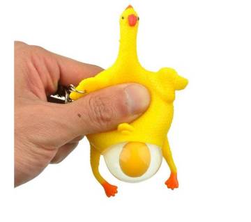 Chicken with eggs toy key ring