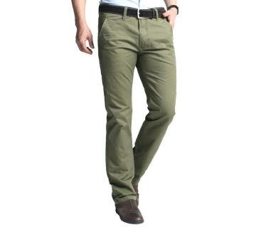 slim-fit stretched long twill pant for men-olive 