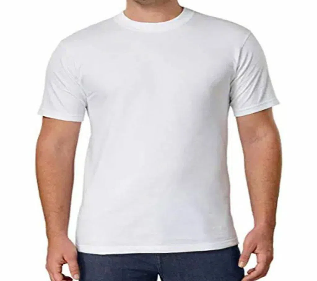 Casual Half Sleeve Cotton T-shirt for Men-White 