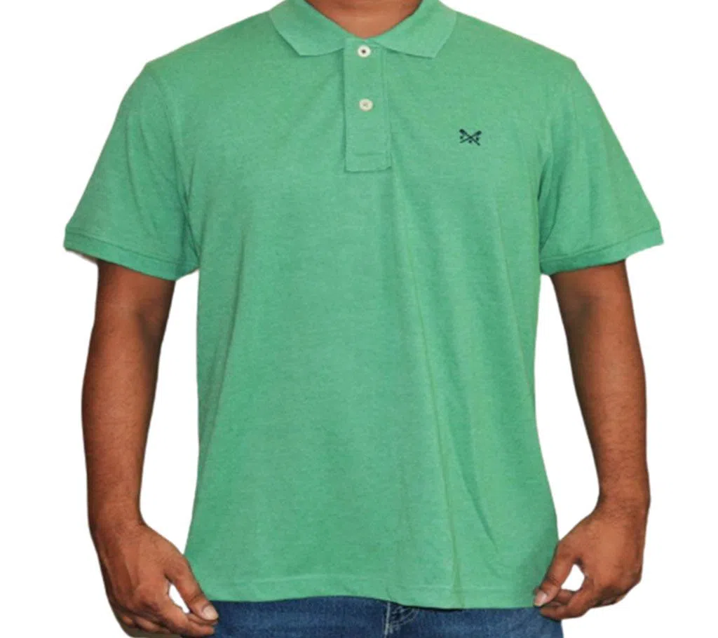 Half sleeve cotton polo shirt for men  green 