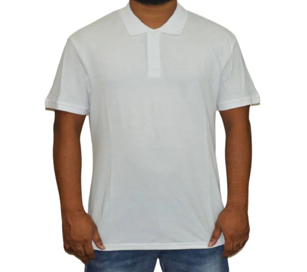 Half sleeve cotton polo shirt for men white 