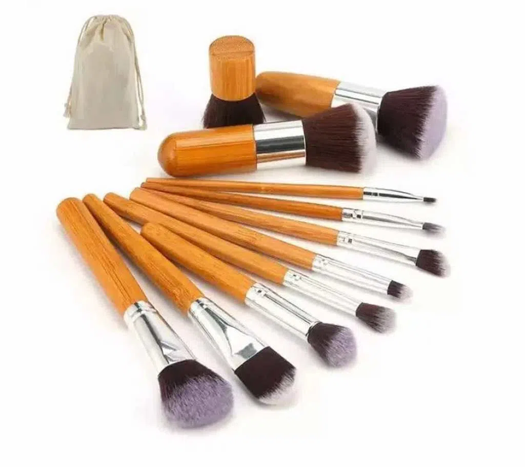 Bamboo Makeup Brush Set - 11 PCS-China 