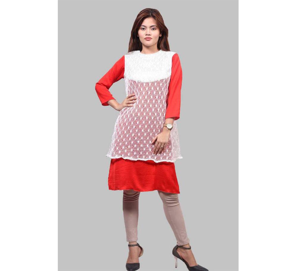 Shamu Silk Casual Long Sleeve Top - Red বাংলাদেশ - 616255
