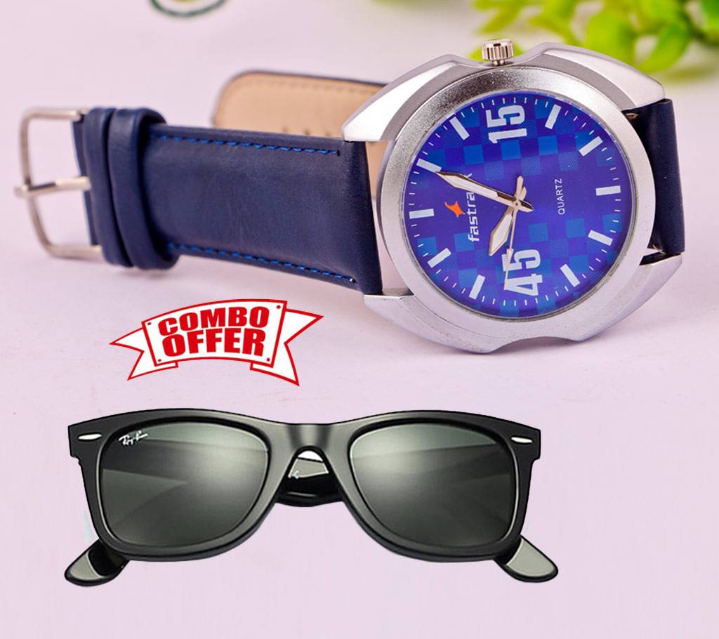 স্পেশাল কম্বো অফার fastrack watch and RayBan sunglass for men বাংলাদেশ - 760891