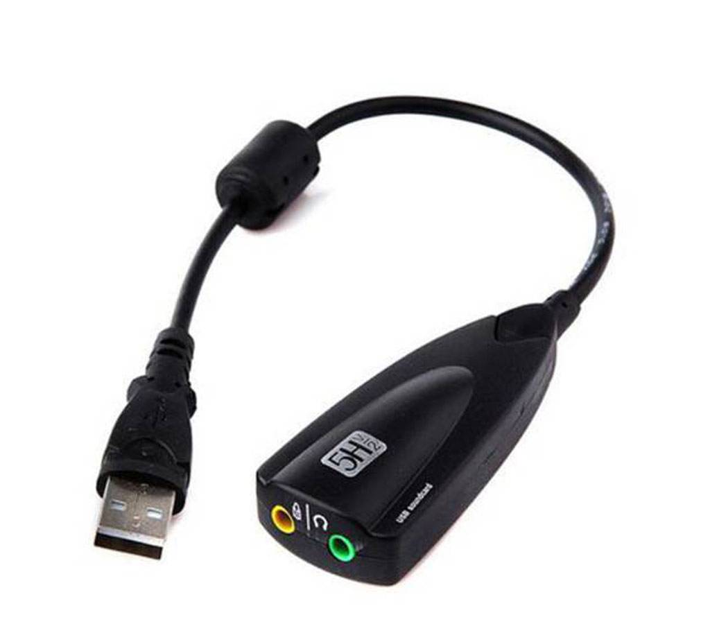USB 3D Sound Card Adapter with Cable Line - Black বাংলাদেশ - 608332