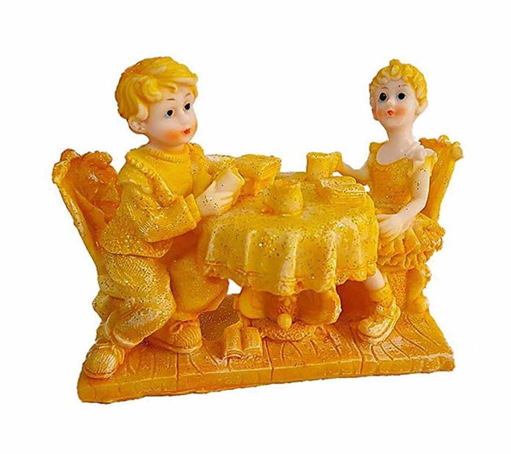 Little Boy & Girl Sitting for Tea Golden শোপিস Gift বাংলাদেশ - 672466