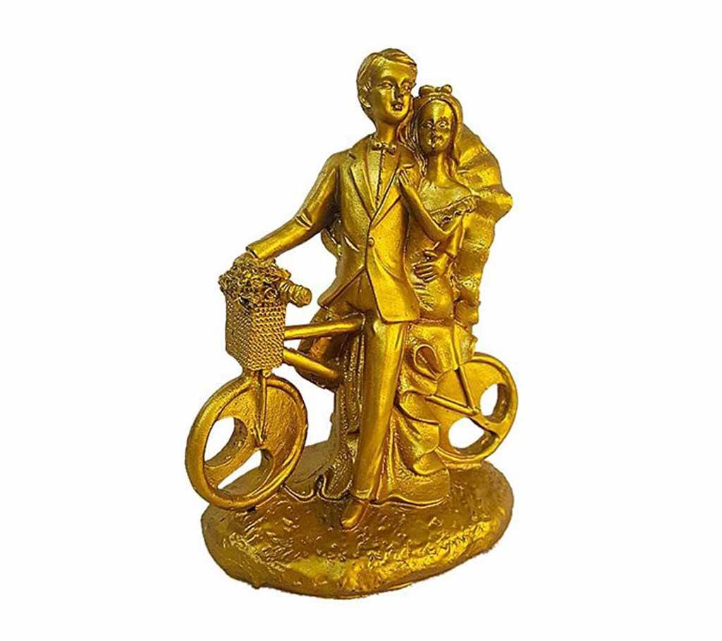 Newly Married Couple on Bicycle Golden শোপিস gift বাংলাদেশ - 672483