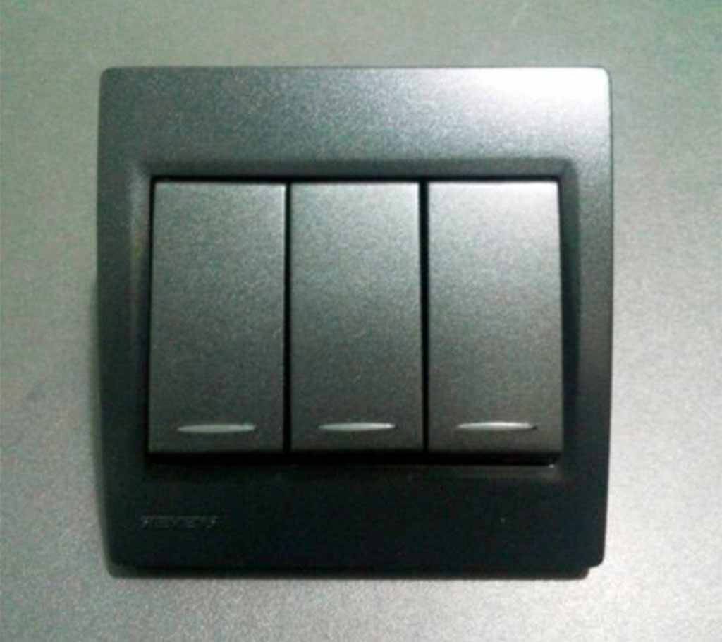 3 Gang Wall Switches, Black Color, Siemens বাংলাদেশ - 616353