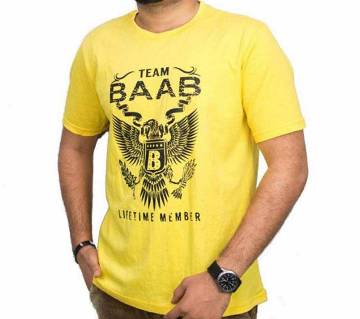 Gents Round Neck Cotton T-shirt -Yellow