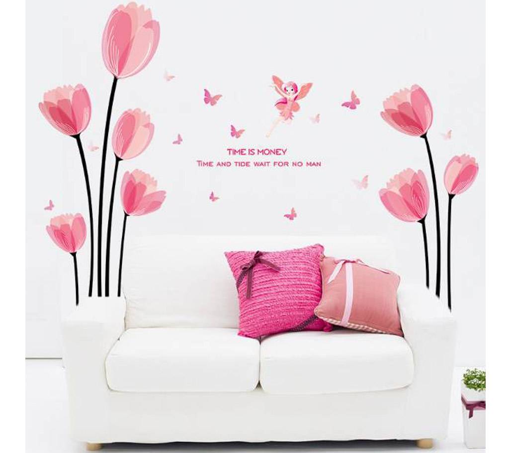 Pink Lilies Flowers Pvc Wall Stickers বাংলাদেশ - 620162