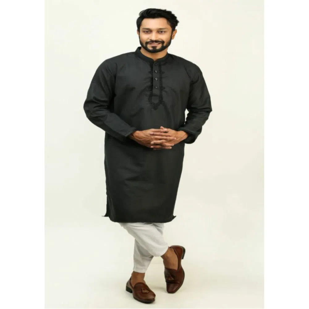 Eid premium Cotton Panjabi for Men-black 