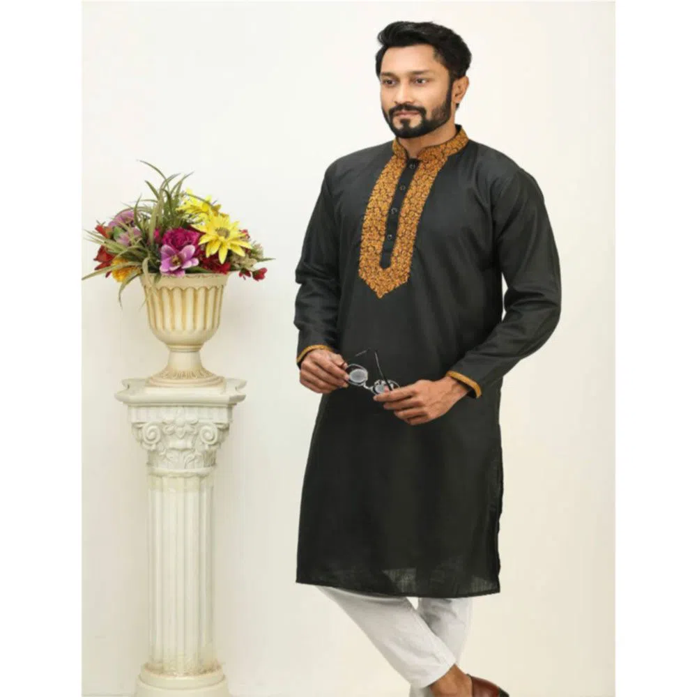 Eid premium Cotton Panjabi for Men-black 