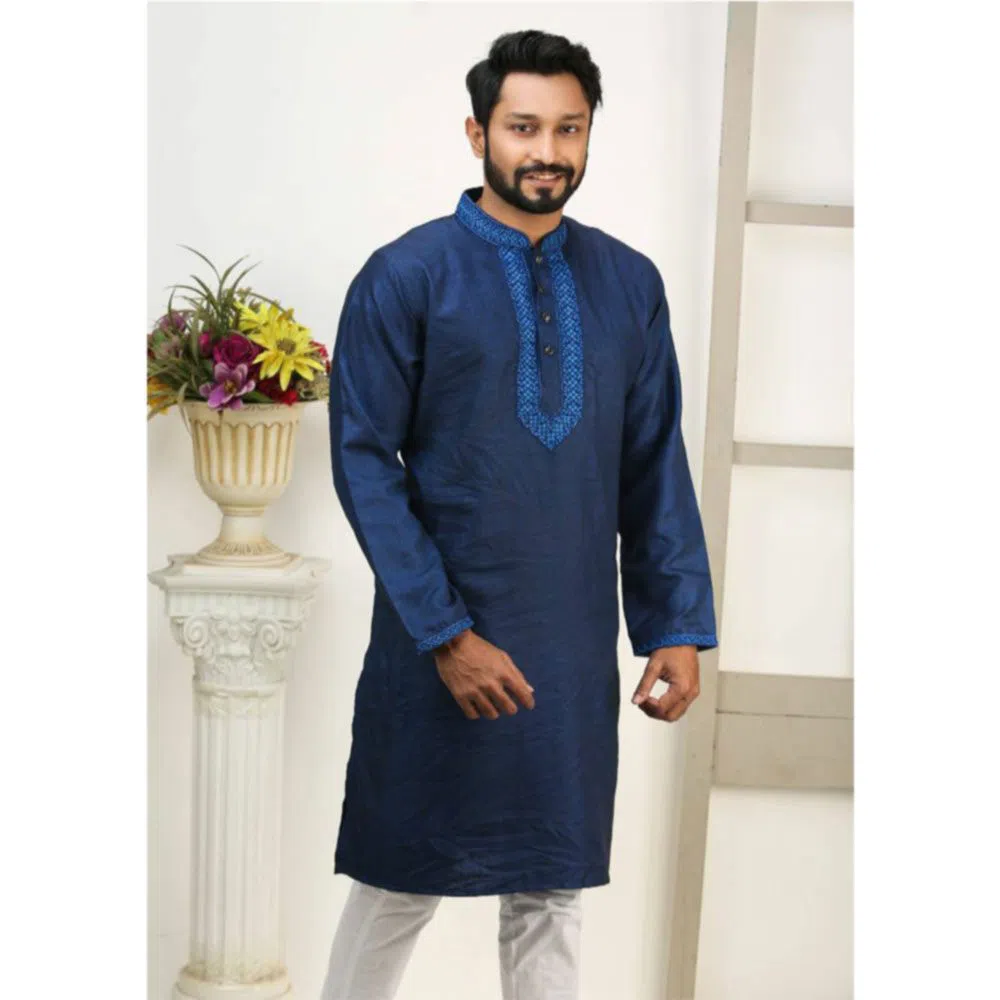 Eid premium Cotton Panjabi for Men-blue 
