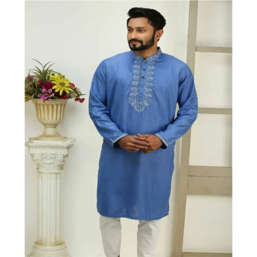 Eid premium Cotton Panjabi for Men-sky blue 