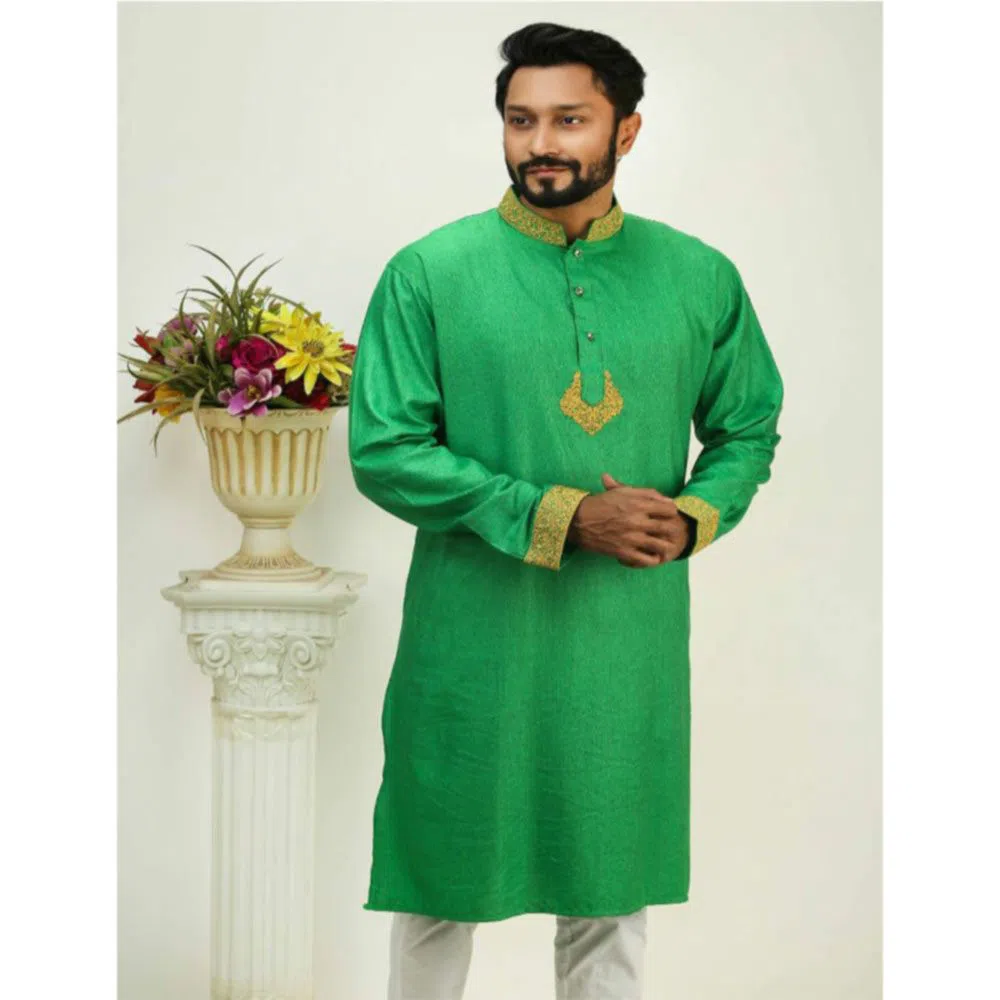 Eid premium Cotton Panjabi for Men-green 