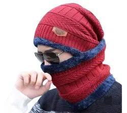 Unisex Neck warmer knitted hat & scarf set