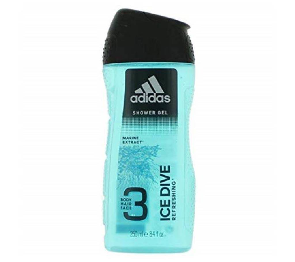 Adidas Ice Dive 3 in 1 Body, Hair and Face শাওয়ার জেল ফর মেন 250ml - UK বাংলাদেশ - 989799