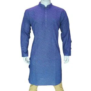 Semi long cotton punjabi for men Blue 