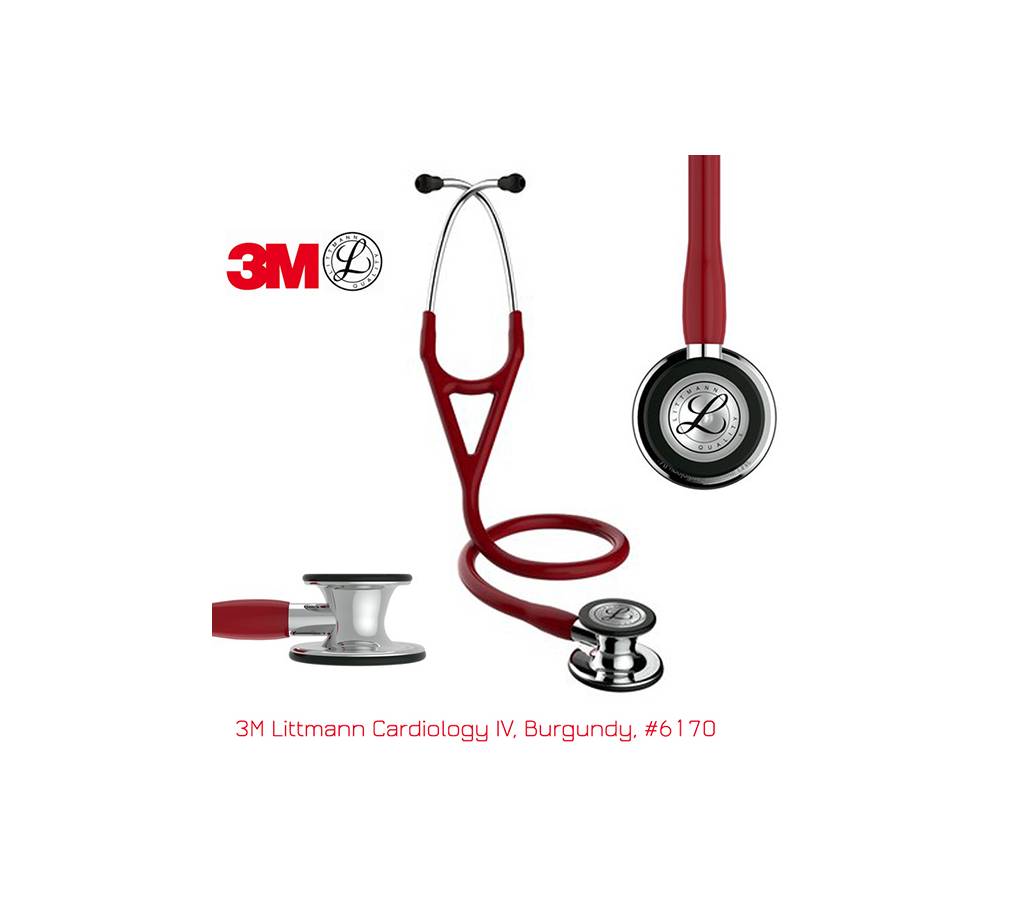 3M Littmann Cardiology IV স্টেথোস্কোপ, Burgundy Tube, Mirror-Finish Chestpiece and Stem, Stainless Headset, 27 inch, 6170 বাংলাদেশ - 730673