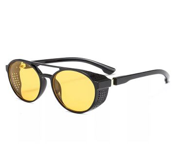 Yellow Vision Steampunk Retro Round Sunglasses For Men