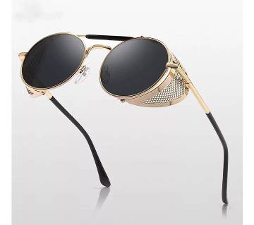 High Quality Black Lens Golden Steel Sunglasses For Men