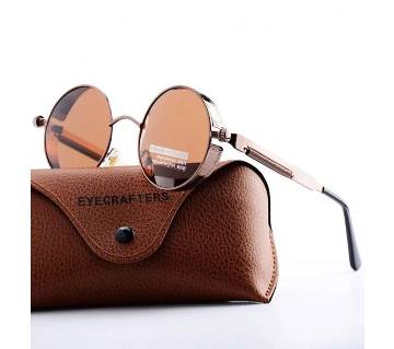 Brown Vision Metal Round Steampunk Sunglasses For Men