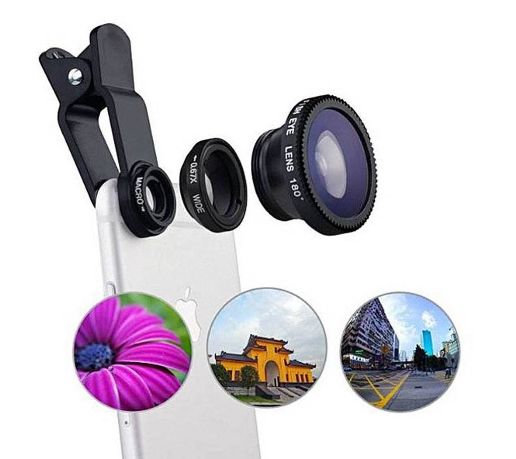 Universal 3-in-1 Clip-On Camera Lens Kit বাংলাদেশ - 667288