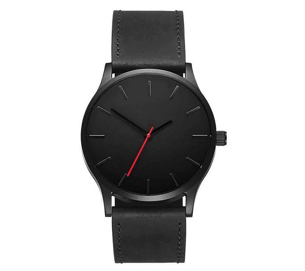 Black Leather Wrist Watch for Men বাংলাদেশ - 746535
