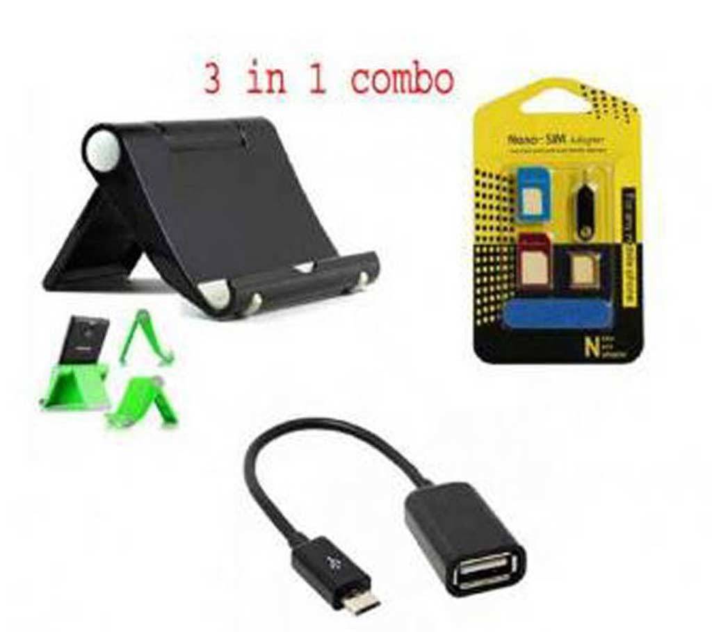 ট্যাবলেট/ফোন হোল্ডার+মোবাইল সিম ট্রে+OTG USB এডাপটার বাংলাদেশ - 983254