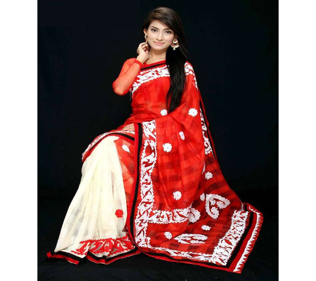 Boishakhi Red and White Silk Sharee বাংলাদেশ - 662738