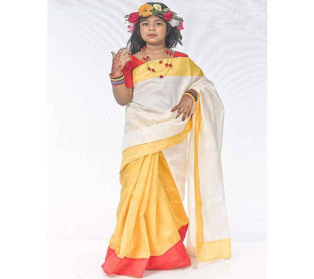 Boishakhi White and Yellow Katan Sharee বাংলাদেশ - 662862