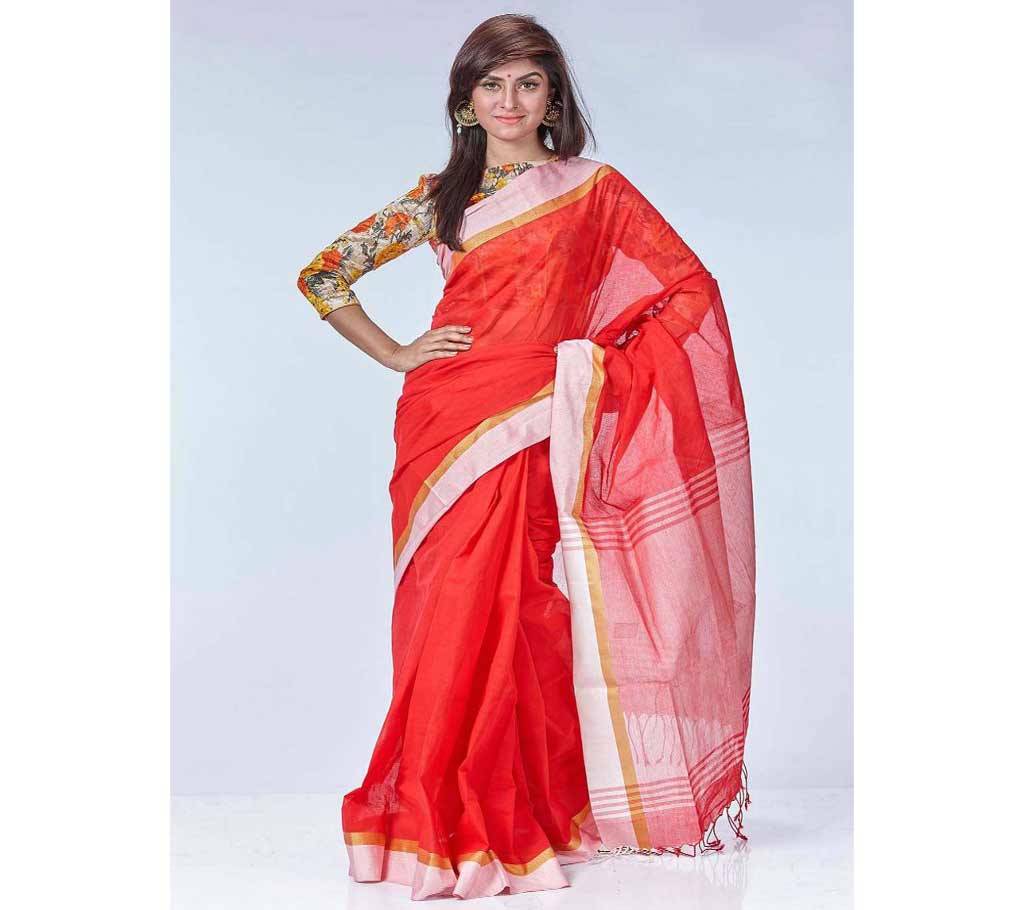 Red Taant Cotton Sharee for Women বাংলাদেশ - 674183