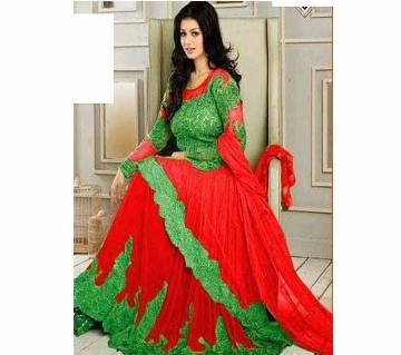 Semi stitched Georgette Embroidery Long Party Suit (Copy)