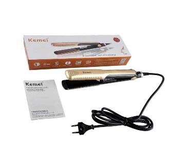 Kemei KM-327 Professional Hairstyling Portable Ceramic Hair Straightener - Golden and Black