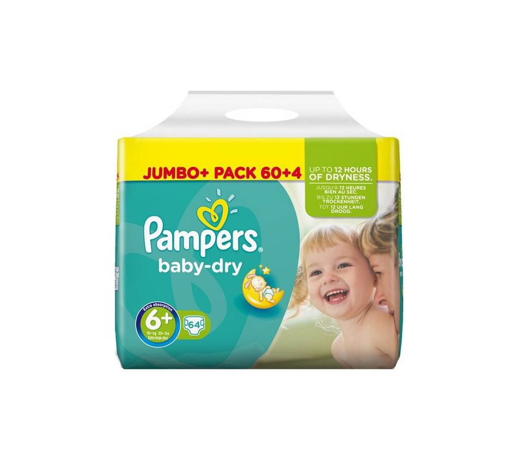 Pampers Baby ড্রাই ন্যাপি'স সাইজ 6+  জাম্বো প্যাক অফ 60 (14+ kg) - UK বাংলাদেশ - 792432
