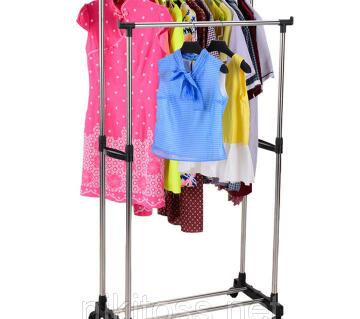 Folding Double-Pole Clothes And Shoes Rack 